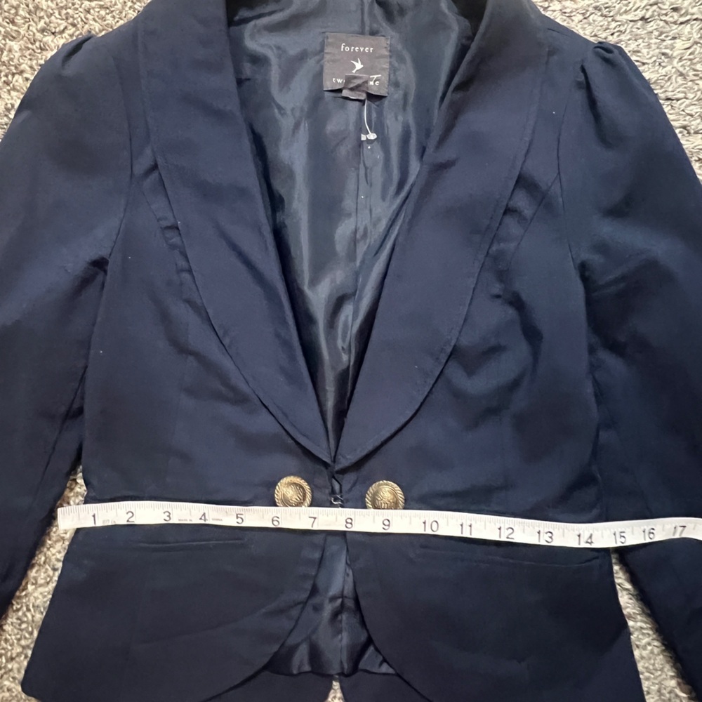 Forever 21 Y2K Navy Blue Blazer 3/4 Sleeves - Picture 10 of 14